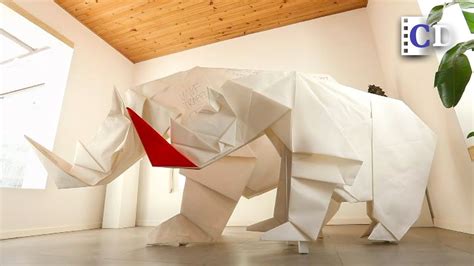 Paper Folding Artist Creates World S Largest Origami White Rhino Youtube