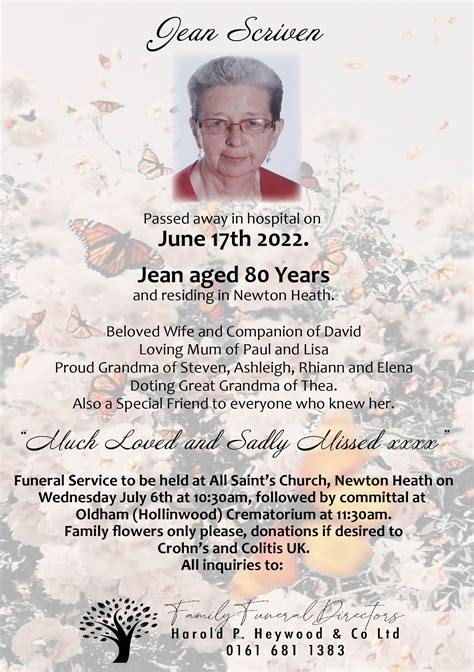 Obituary Notices - Oldham Independent Funeral Services