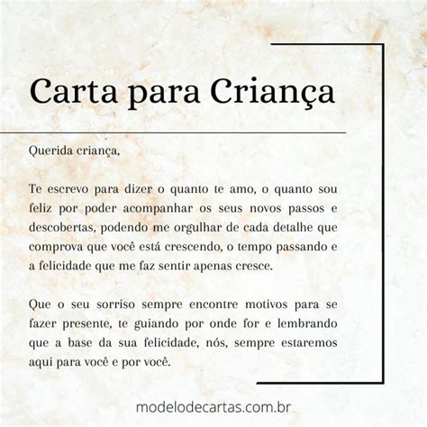 Carta para Criança Confira modelos Modelos de Carta