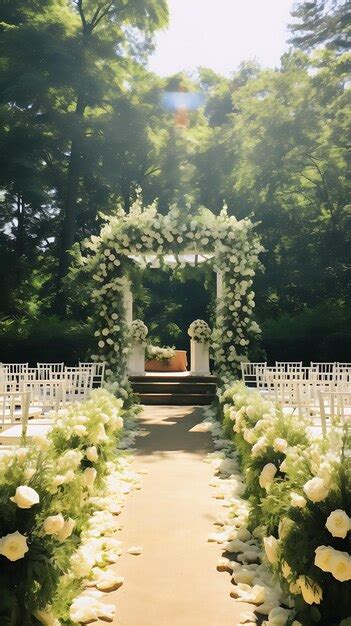 Premium Photo Garden Wedding Ceremony Setup