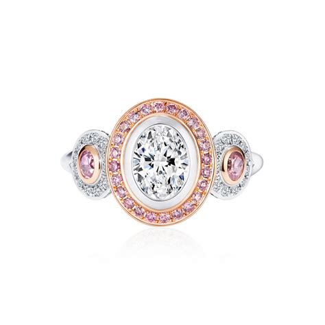 Luisella Platinum And 18ct Rose Gold Oval White And Australian Argyle