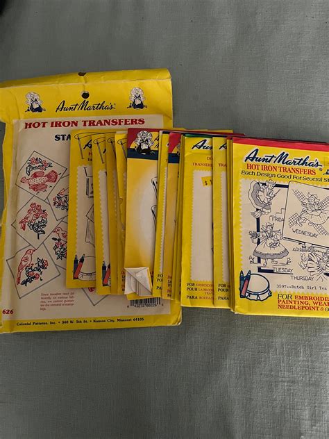 Aunt Martha S Hot Iron Transfers Lot Of 15 Uncut Tattered Envelopes But Contents Complete Etsy