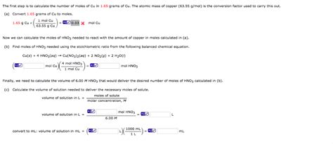 Solved The first step is to calculate the number of moles of | Chegg.com