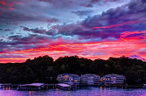 Hdr Surreal Sunset Lake Of The Ozarks Metal Lake Decor Blue