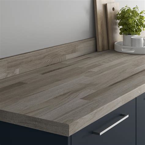 Howdens 3m X 19mm Authentic Grey Oak Block Effect Laminate Upstand Howdens