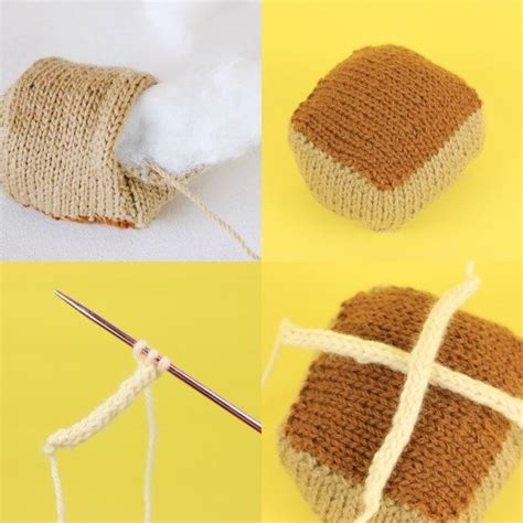 Knitted Hot Cross Bun Knitting Pattern My Poppet Makes Christmas Toy Knitting Patterns