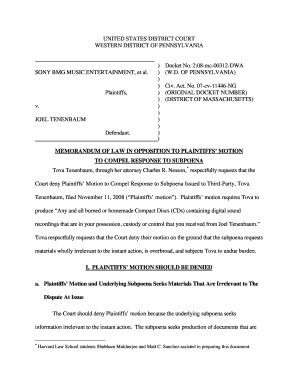 Fillable Online Memorandum Of Law In Opposition To Plaintiffs Motion To