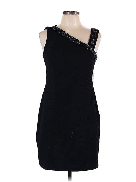 Signature By Robbie Bee 100 Polyester Solid Black Cocktail Dress Size