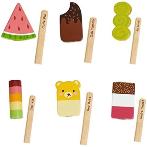 Cnkoo 7pieces Pretend Food Play Toy With 6 Wooden Popsicles Ice Cream