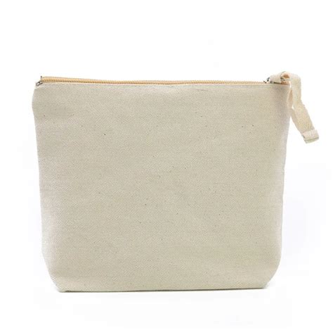 Oivefeet Lg0103 Plain Nature Cotton Canvas Cosmetic Bag Makeup Zipper