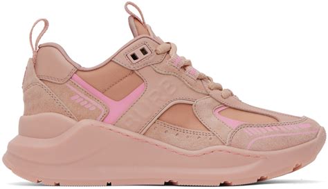 Pink Embossed Sneakers By Burberry On Sale
