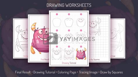 How to Draw a Monster. Step by Step Drawing Tutorial. Draw Guide ...