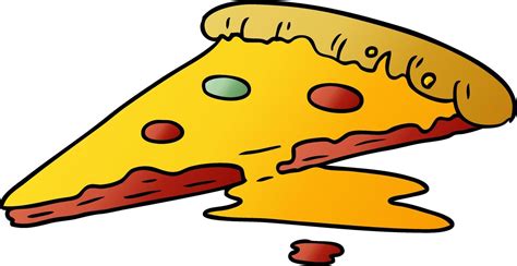 Garabato De Dibujos Animados Degradado De Una Rebanada De Pizza