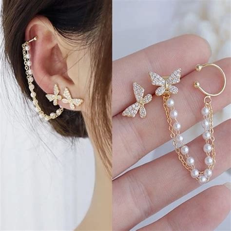 Jual Anting Punk Rock Kupu Kupu Korean Style Anting Layer Mutiara