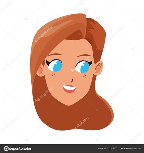 Cute Woman Face Smiling Icon Colorful Design Stock Vector Image By