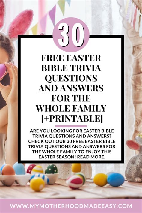 Easter Bible Trivia Questions And Answers Free Printable My