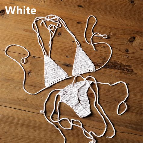 Cotton Color Crochet Micro Swimwear Extreme Mini Sexy Bikini Set Sunbathing Ebay