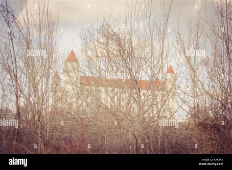 Bratislava castle through tree branches Stock Photo - Alamy