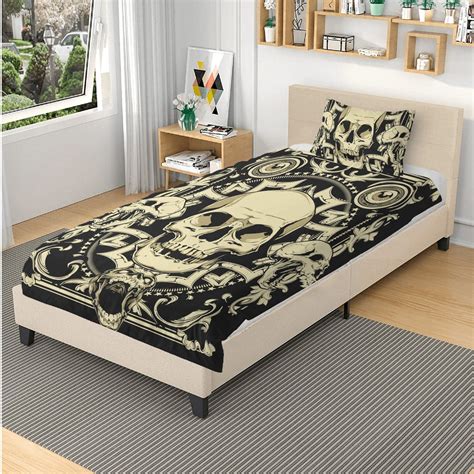 4pcs Horror Skull Bedding Set Gothic Skeleton Duvet Cover Set