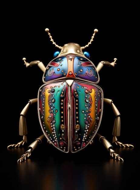 premium ai image  gold bug  colorful gems