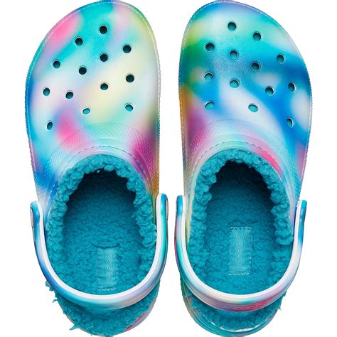 Crocs Adult Classic Fuzz Lined Tie Dye Clogs Academy