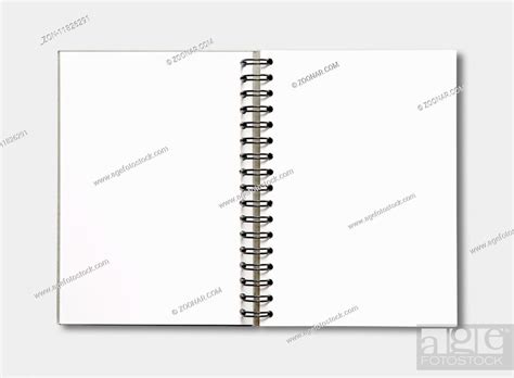 Blank Open Spiral Notebook Mockup Isolated On Grey Stock Photo