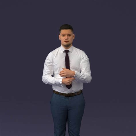 Confused Man In Suit Pants White T Shirt 1069 3d Model By 3dfarm