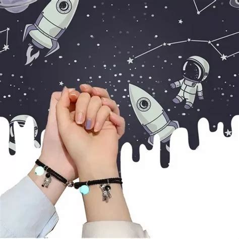 Pulseras Pareja Brillan Iman Astronauta Pulsera Amistad Par Cuotas