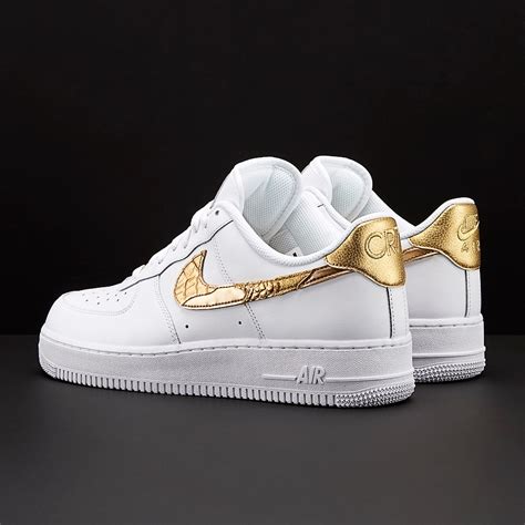 Mens Shoes Nike Air Force 1 07 Cr7 White Metallic Gold Aq0666 100 Pro Direct Soccer