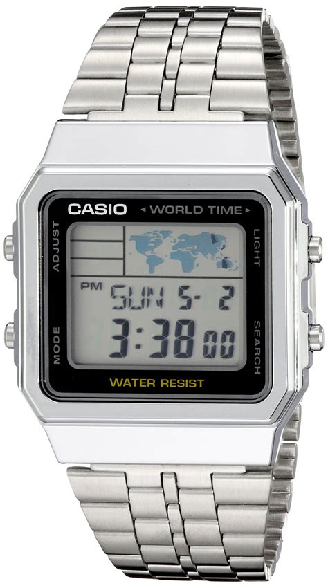 CASIO Men S Digital World TIME A500WGA 1DF Stainless Steel Watch Amazon