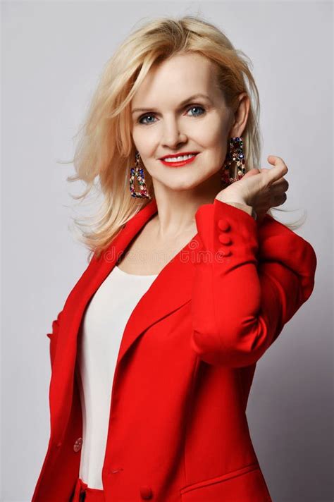 Portrait Of Blond Woman In Suit Stock Image Image Of Smiling Female