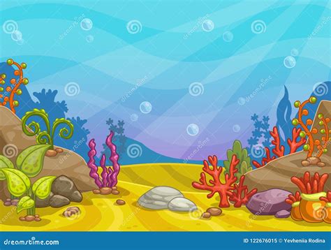 Underwater Background With Sea Plants Cartoon Vector Cartoondealer