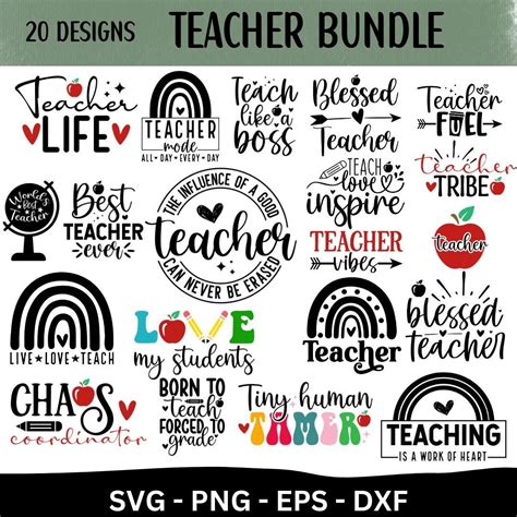 Teacher Svg Bundle Teacher Svg Teacher Appreciation Svg Funny Svg School Teacher Shirt Svg