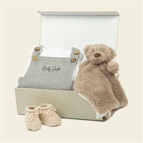 Grey Personalised Romper And Comforter Set New Baby Hamper Gifts