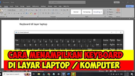 Cara Menampilkan Keyboard Di Layar Laptop Komputer Youtube