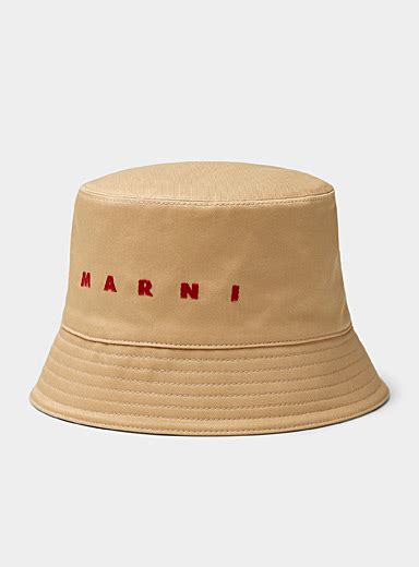 Embroidered Logo Beige Bucket Hat Marni Marni Simons