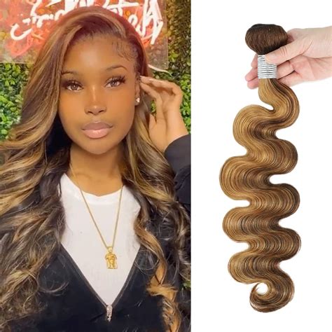 Amazon AUROO Honey Blonde Highlight Human Hair Bundles Brazilian Body Wave Single Bundles