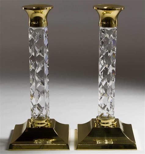 Waterford Crystal And Brass Cambridge Candlesticks