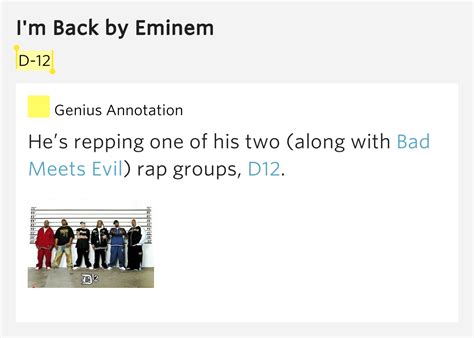 D 12 Im Back By Eminem