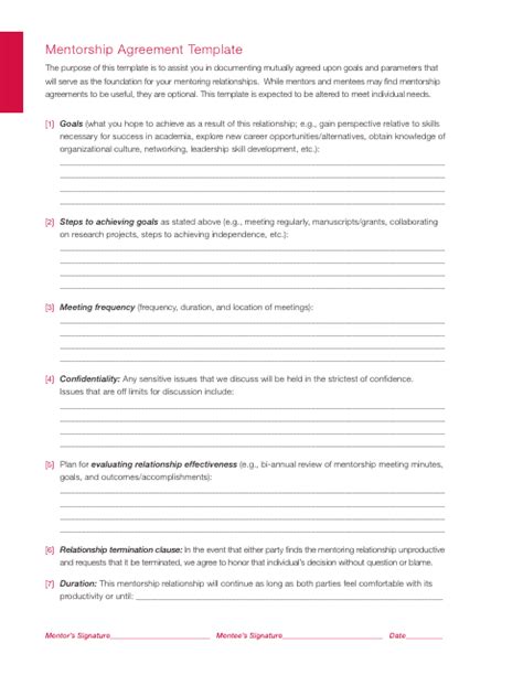 Mentorship Agreement Template Fill Out Sign Online And Download Pdf