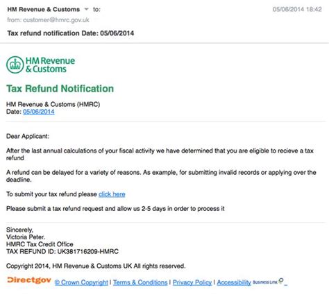 beware fake hmrc tax refund notification emails