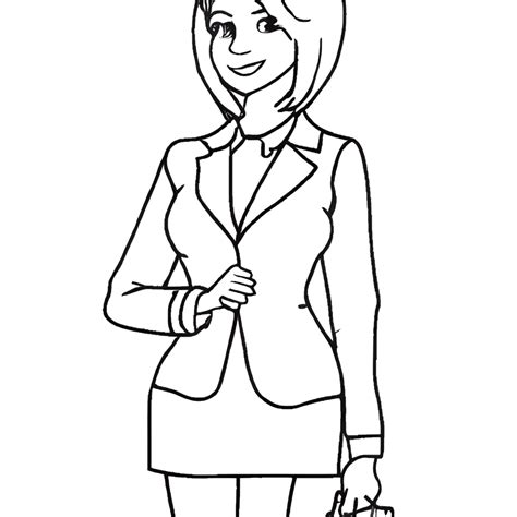 Business Woman Coloring Page · Creative Fabrica