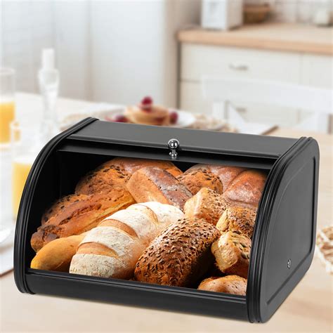 Buy Hossejoy Metal Bread Box Countertop Bread Storage Bread Boxes With Roll Top Lid Bread Bin