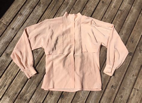 Blush Silk Blouse 100 Pure Minimalist 70s 1970s 80s 1980s Light Pale