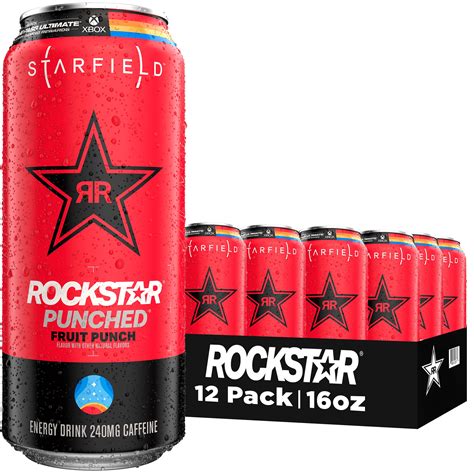 Rockstar Punched Energy Drink Fruit Punch 16 Fl Oz 12 Cans Packaging