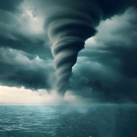 Premium Photo | Twisted Tornado storm effects on ocean water with clouds