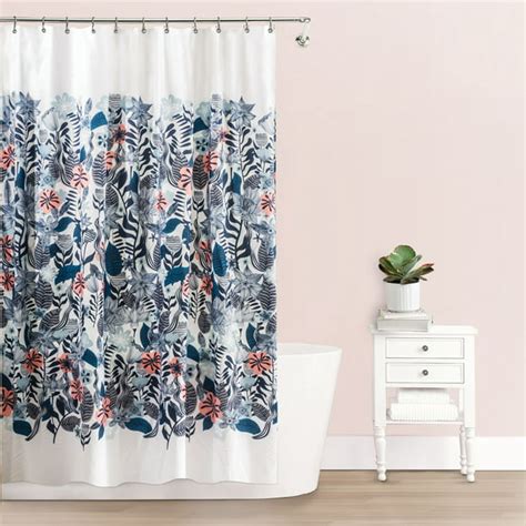 Splash Home Florelo Polyester Fabric Shower Curtain 70 X 72 Blue