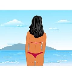 Cartoon Sexy Woman Standing With A Bare Ass Back Vector Image
