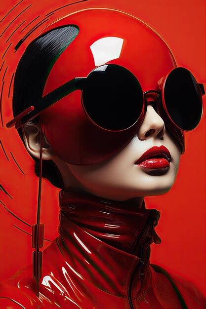 Premium AI Image | a woman wearing a red outfit and sunglasses