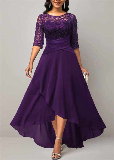 ROTITA Plus Size Purple High Low X Shape Dress Rotita USD 52 98